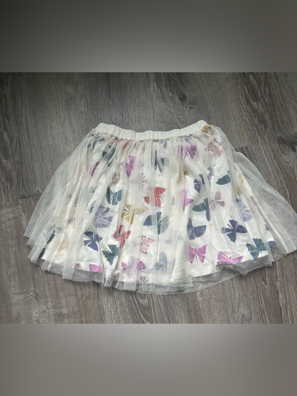Hanna Andersson girls White Tulle Skirt with Multicolor Butterfly Print Size 8